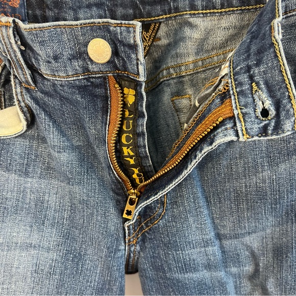 Lucky Brand Blue Denim Jeans Womens Size 28 Bootleg Worn-In Detailed Pockets - Picture 3 of 6